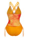 1950er V-Ausschnitt Blumen Patchwork Tankini Set