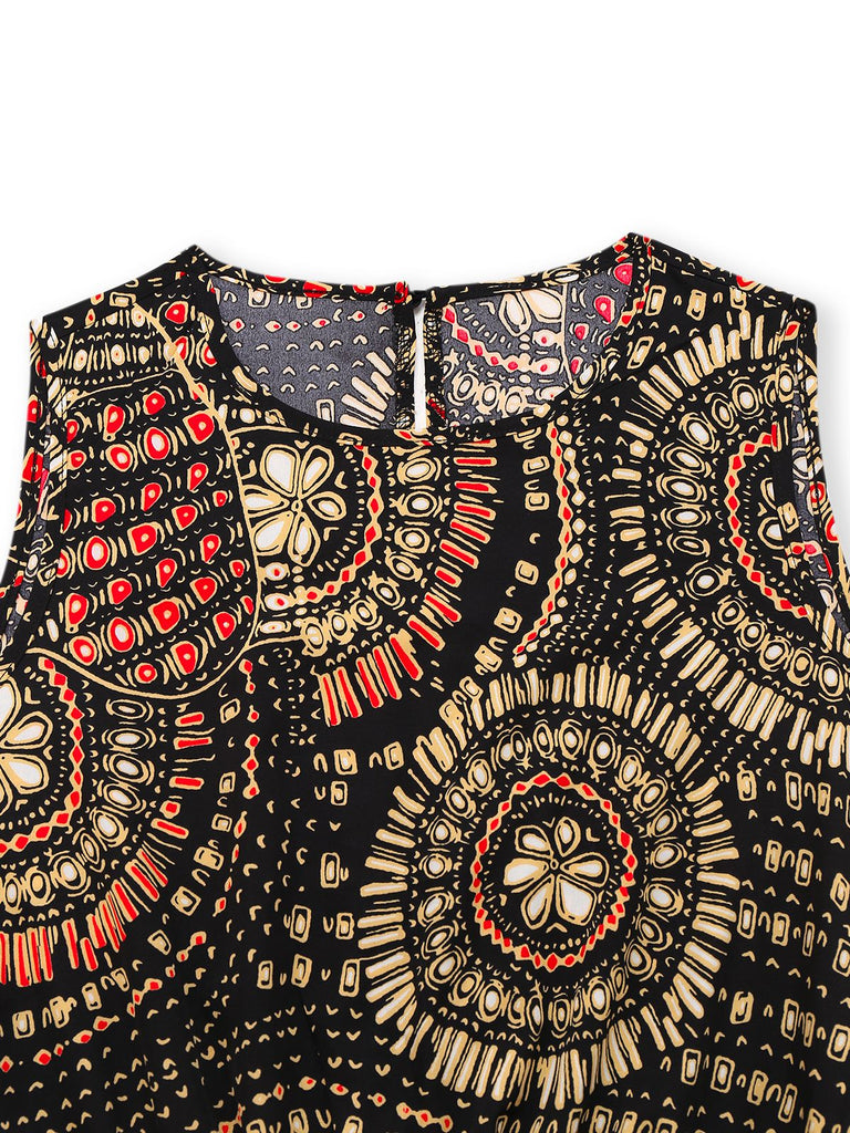 Multiclor 1970er Boho Irregulär Romper