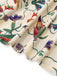 Beige 1940er Blumen & Vögel Druck Puffärmel Kleid
