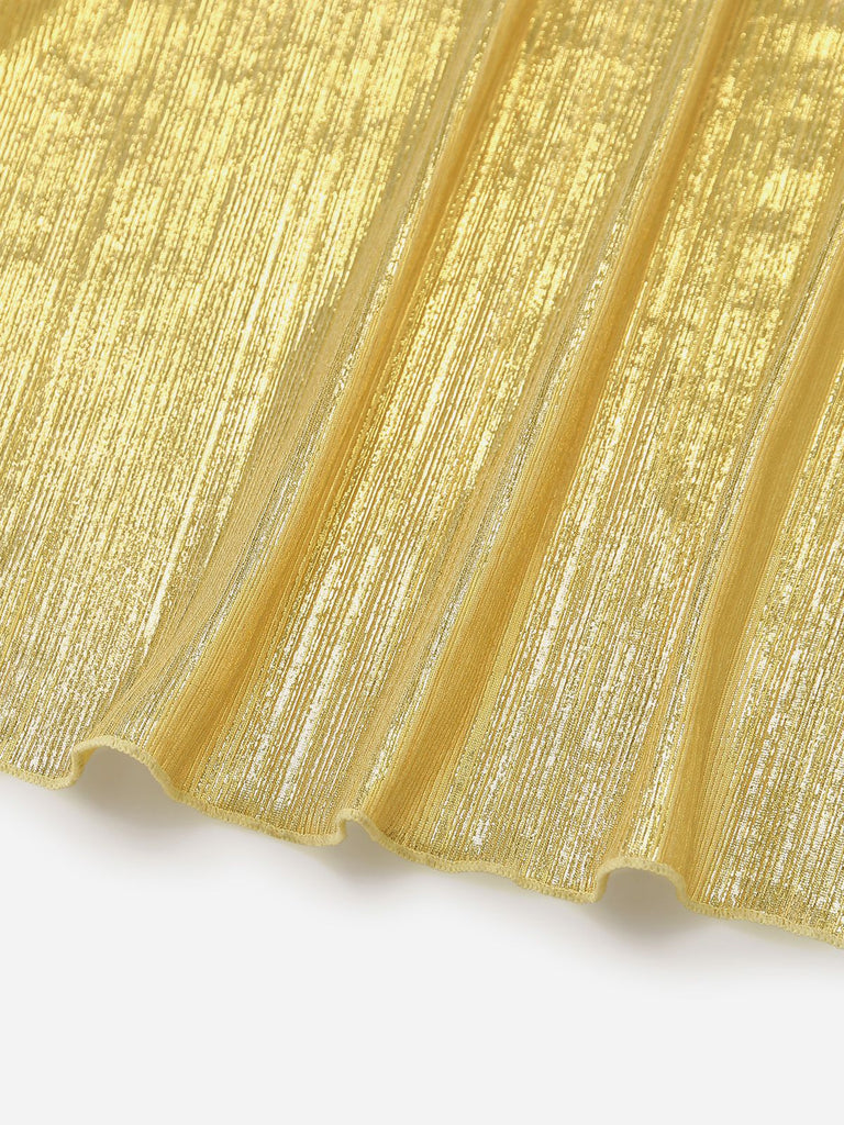 Gold 1980er Metallisch Wickel Bogen Cover Up