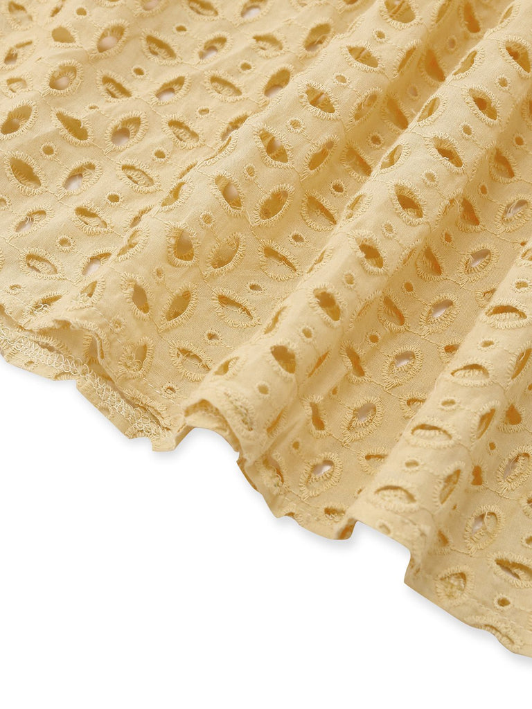 1940er Ösen Spitze V-Ausschnitt Gestuft Maxi Kleid