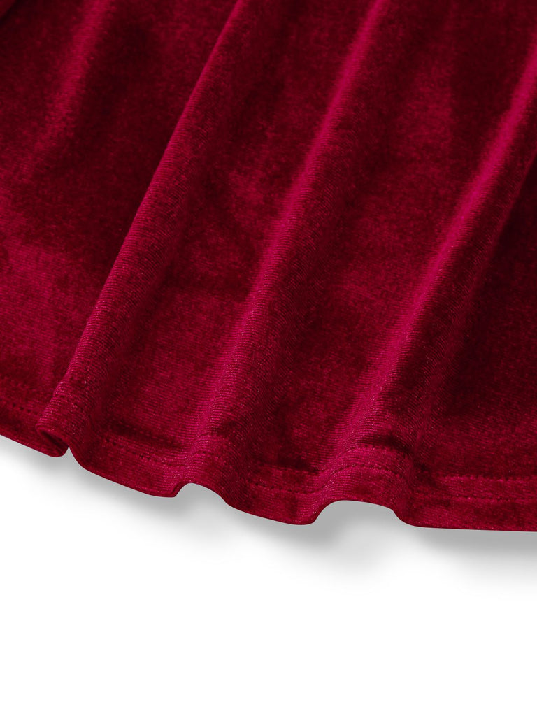 1960er Solide Samt Halbarm Kleid