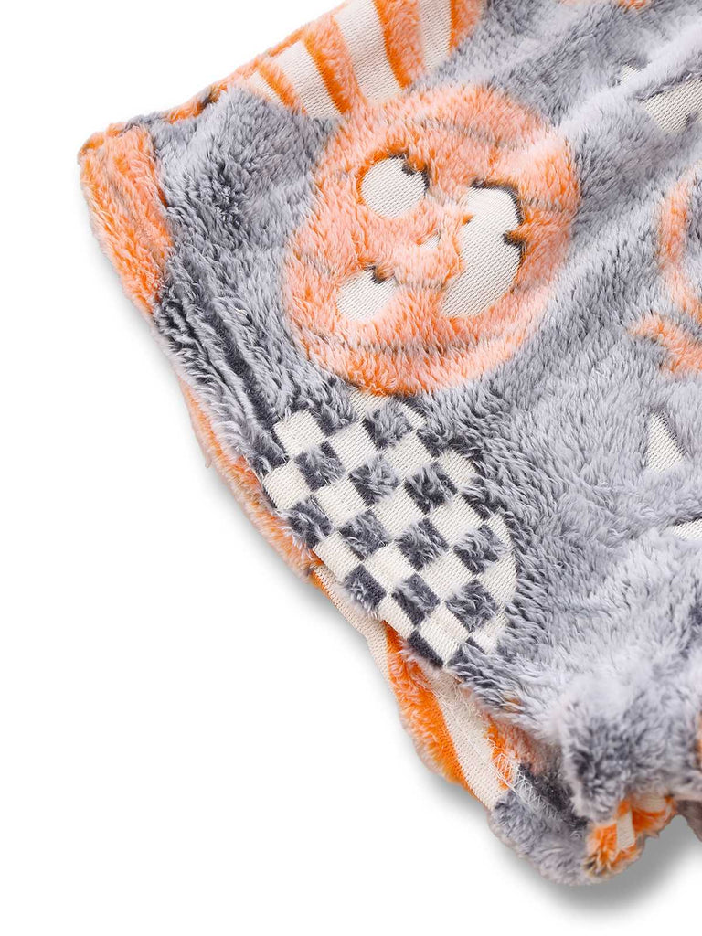 1970er Halloween Geist Kürbis Flanell Weste Pyjama