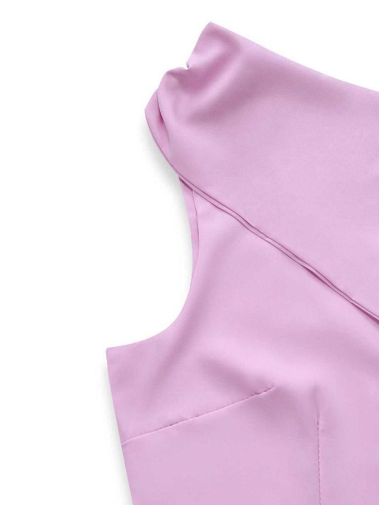 1980er Asymmetrisch Eine Schulter Drapiert Midi Kleid