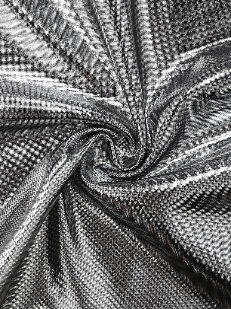 1970er Metallic V-Ausschnitt Plissiertes Mini Dress