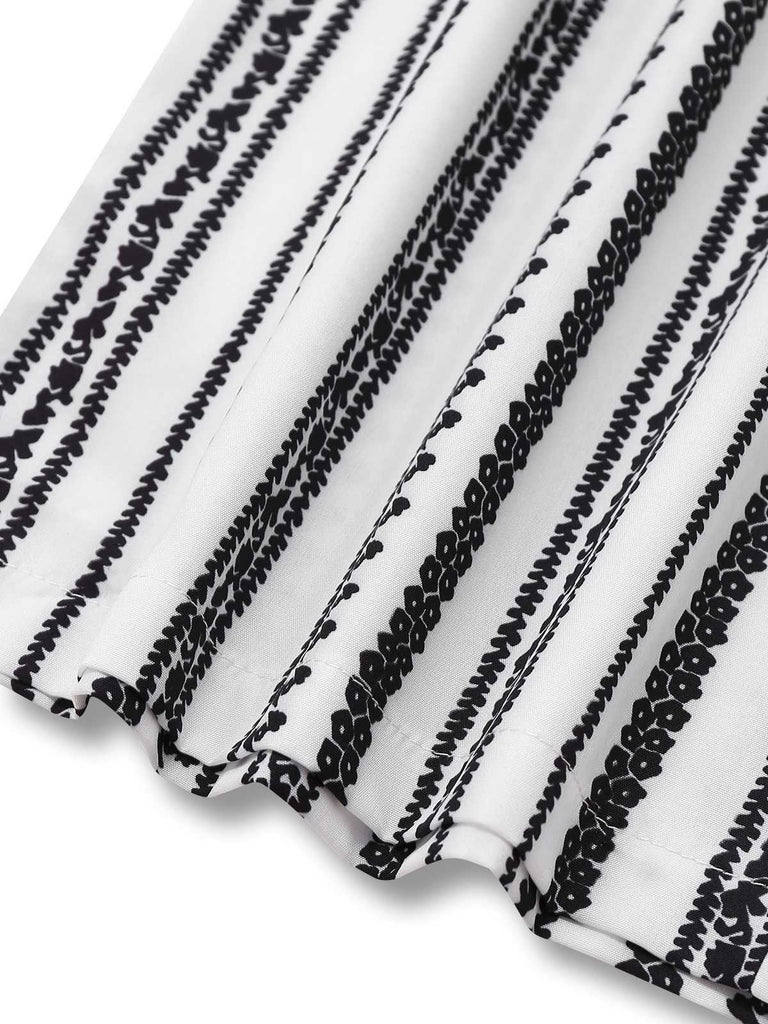 1970er Trägerlos Boho Streifen Weites Bein Jumpsuit