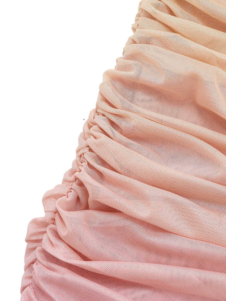 1960er Trägerlos Gradient Gerüschtes Enges Kleid Mit Schal