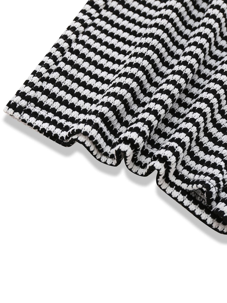 Schwarz & Weiß 1930er Horizontal Streifen Romper