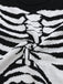 Schwarz 1950er Halloween Skeleton Druck Strick Pullover