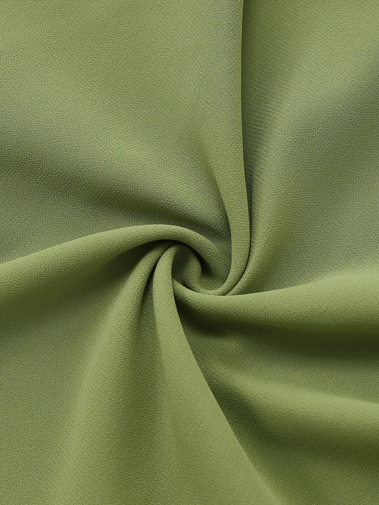 Grün 1930er Halter Netz Rückenfrei Chiffon Midi Kleid