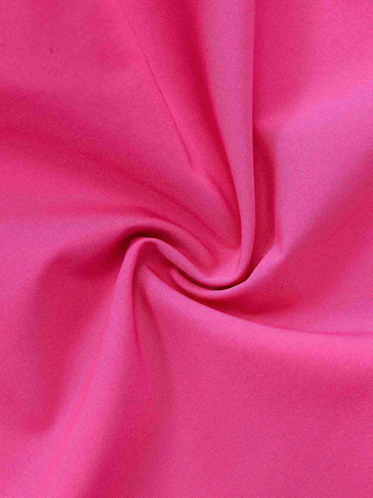 Rosa 1960er Solide Tiefer V Gürtel Laternenärmel Jumpsuit