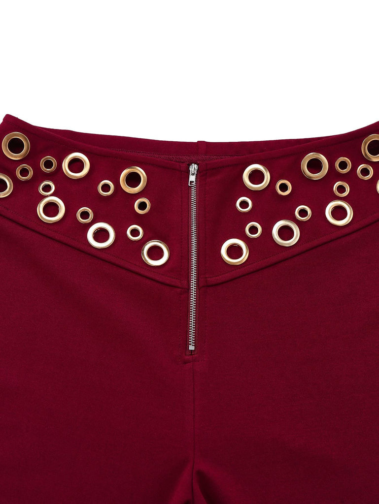 2PCS 1970er Trägerlos Metall Schnalle Punk Top & Hose