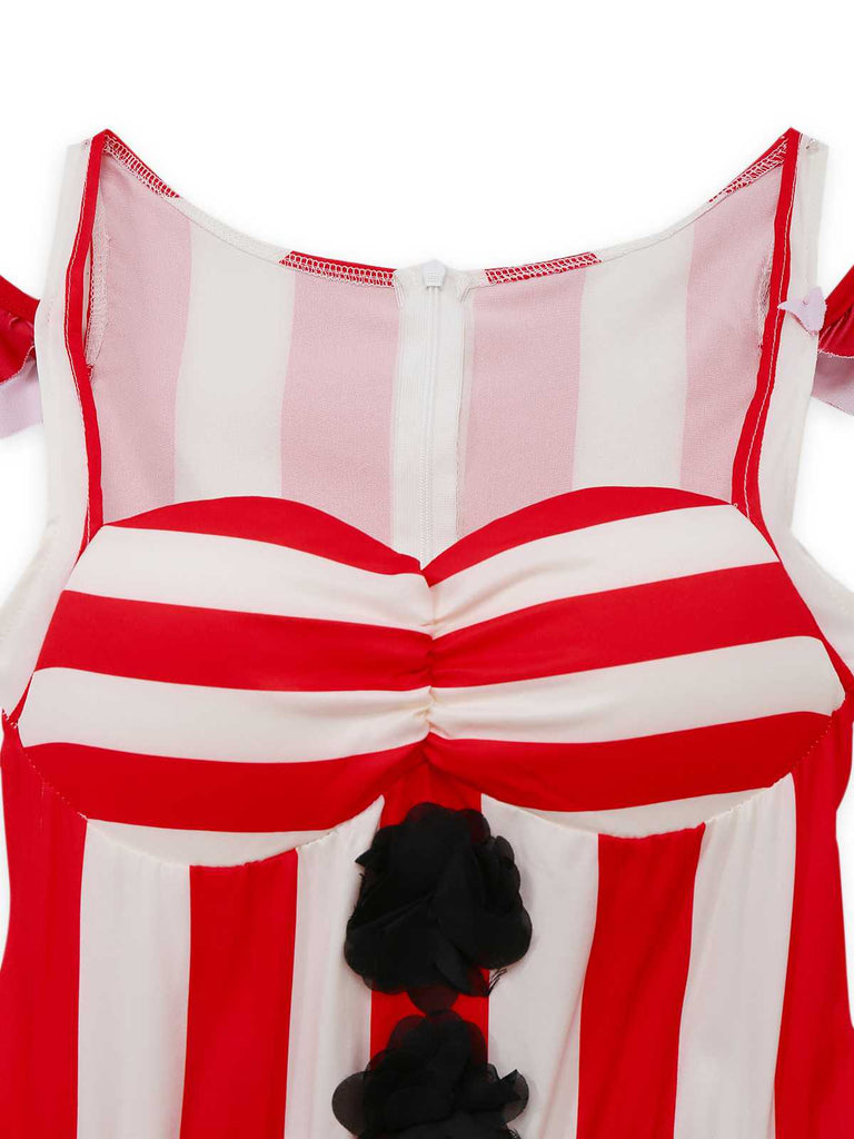 1960er Streifen Halloween Böser Clown Slip Kleid