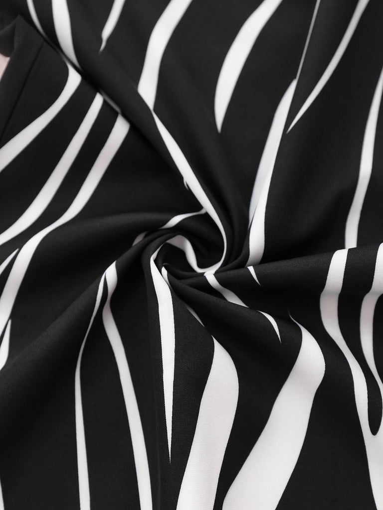 Schwarz & Weiß 1930er Unregelmäßiger Druck Halter Jumpsuit