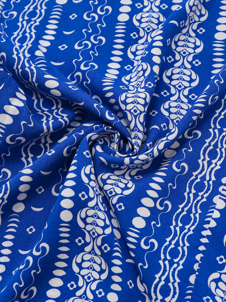 Blau 1970er Boho Spaghetti Träger Jumpsuit