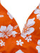 Orange 1970er Tropisch Blumen Halter Tankini Set