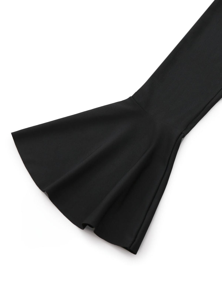 Schwarz & Weiß 1960er Rüschen Peplum Kleid