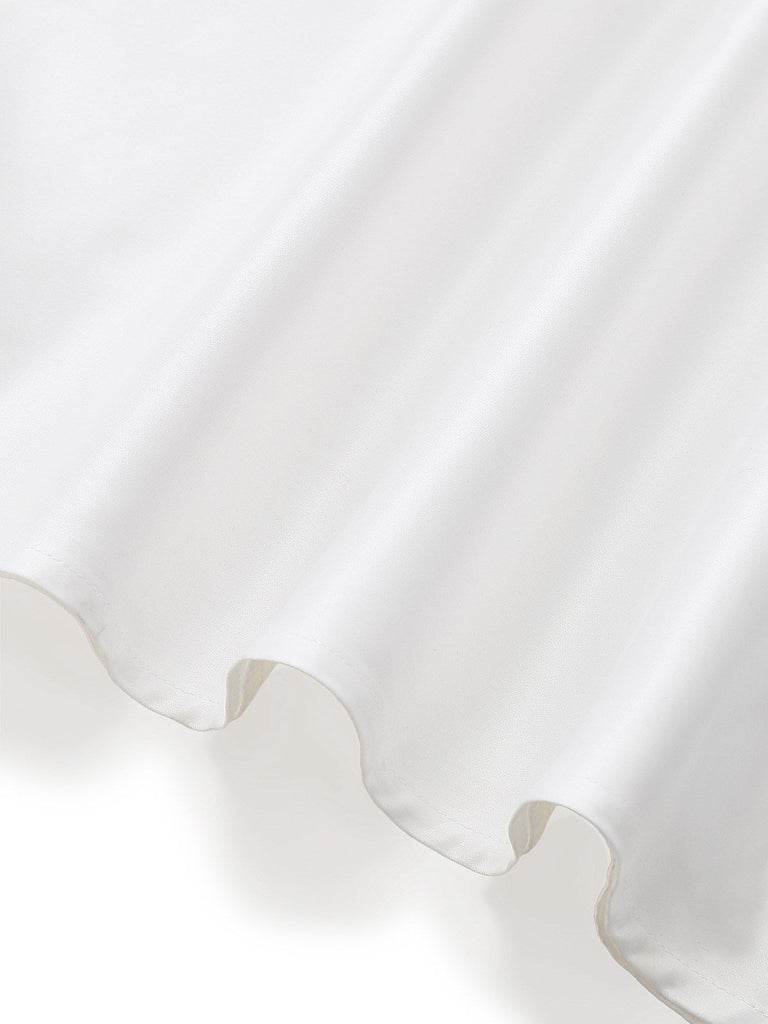 Weiß 1950er Solide Ärmellos V-Ausschnitt Knopf Kleid