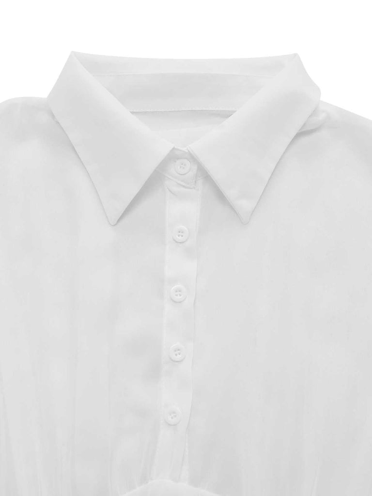 1960er Solide Durchsichtig Hemd Kleid