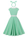 Grünes 50er Swingkleid mit Kappärmel und Schleife