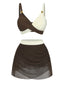 Kaffee 1950er Kreuzrücken Gerafft Netz Bikini Set