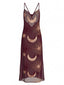 Kaffee 1970er Transparent Celestial Bestickt Pailletten Maxi Cover-Up Kleid