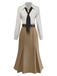 30er Kleid mit gestreifter Blusenpartie, Revers und abnehmbarer Krawatte