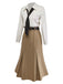 30er Kleid mit gestreifter Blusenpartie, Revers und abnehmbarer Krawatte