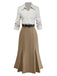 30er Kleid mit gestreifter Blusenpartie, Revers und abnehmbarer Krawatte