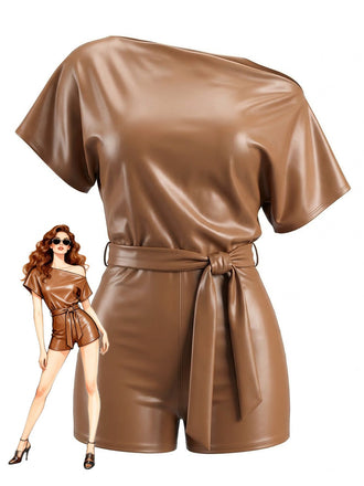 1960er Strampler aus Kunstleder mit einseitigem Gürtel