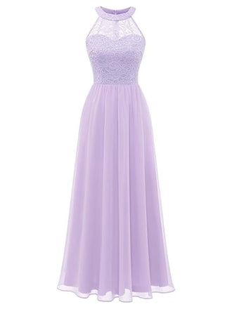 Lavendel 70er Elegant Kleid mit Neckholder und Abend
