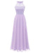 Lavendel 70er Elegant Kleid mit Neckholder und Abend