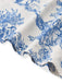 Hellblaues 50er Raffkleid mit Porzellan-Print und V-Ausschnitt