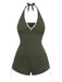 Grünes 50er Tankini-Set mit Neckholder und Raffung