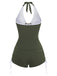Grünes 50er Tankini-Set mit Neckholder und Raffung