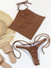 Braunes 60er Bikini-Set mit Neckholder und gerippt