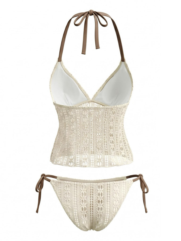 Hellgelbes 50er Tankini-Set mit Neckholder