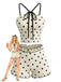 Beige 80er Tankini-Set mit Polka-Dots und Neckholder