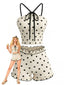 Beige 80er Tankini-Set mit Polka-Dots und Neckholder