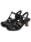 Mary-Jane Blockabsatz-Pumps mit Cut-out und T-Steg