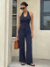 Marineblauer 50er Jumpsuit mit Neckholder und Streifen