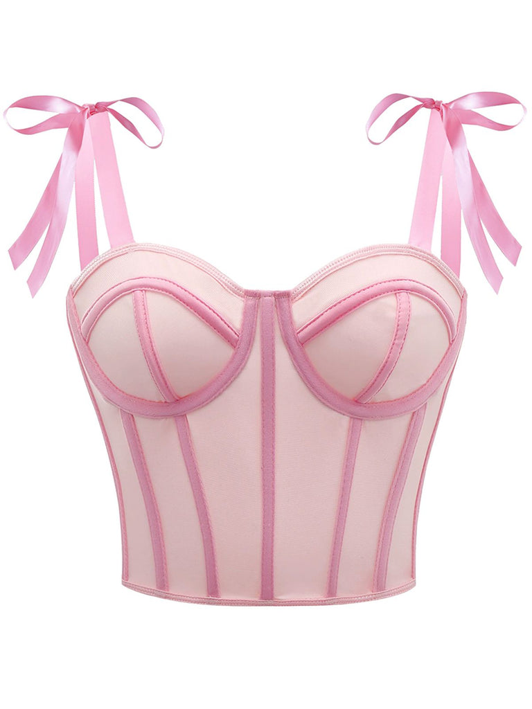 1940er Schnürung Bogen Netz Korsett Crop Camisole