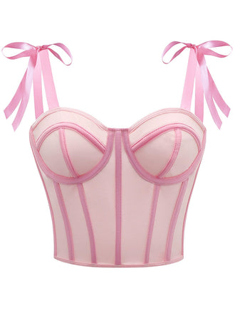 1940er Schnürung Bogen Netz Korsett Crop Camisole