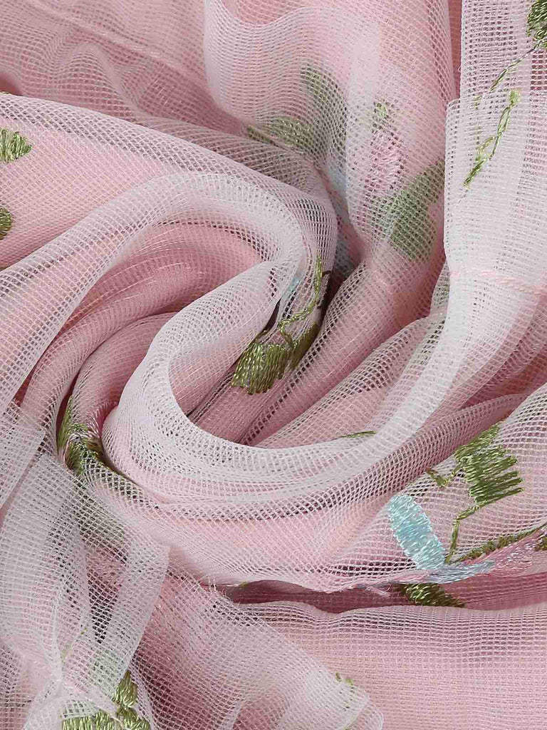 1950er Stickerei Blumen Netz Puffärmel Kleid