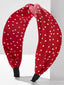 Rot Stoff Breiter Krempe Polka Dots Kreuzstirnband