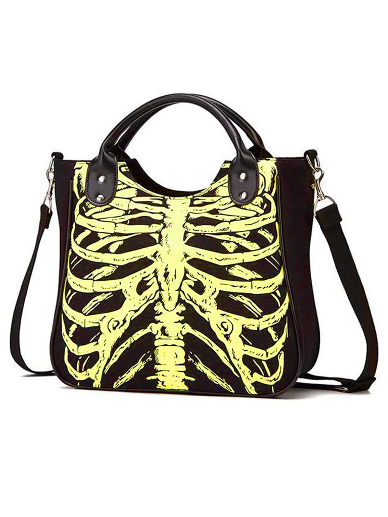 Vintage Schwarz Skelett Canvas Handtasche