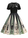 [Vorverkauf] Rot 1950er Halloween Spinnennetz Druck Patchwork Kleid