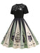 [Vorverkauf] Rot 1950er Halloween Spinnennetz Druck Patchwork Kleid