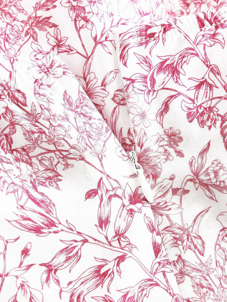 1970er Halter Abgestuft Rüschen Blumen Kleid