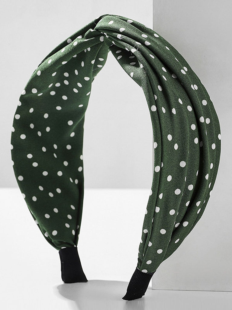 Rot Stoff Breiter Krempe Polka Dots Kreuzstirnband